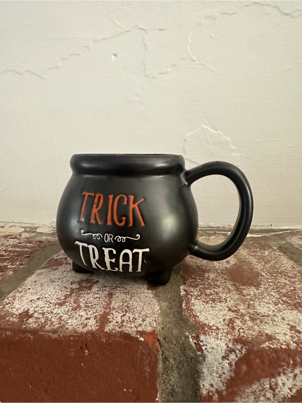 Black 'Trick or Treat' Cauldron Mug - Halloween Themed Ceramic